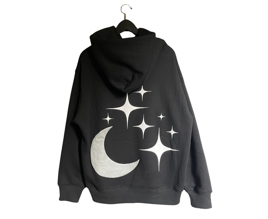 “Midnight Mirage” Oversized Hoodie – 3D Puff Print (Black)